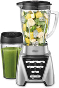 1200 Smoothie Blender with Glass Jar & 24oz To-Go Cup, Countertop Kitchen Blender with 7 Speeds, 1200W Power, Brushed Nickel