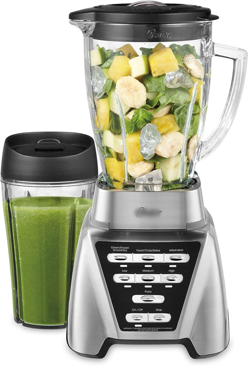 1200 Smoothie Blender with Glass Jar & 24oz To-Go Cup, Countertop Kitchen Blender with 7 Speeds, 1200W Power, Brushed Nickel