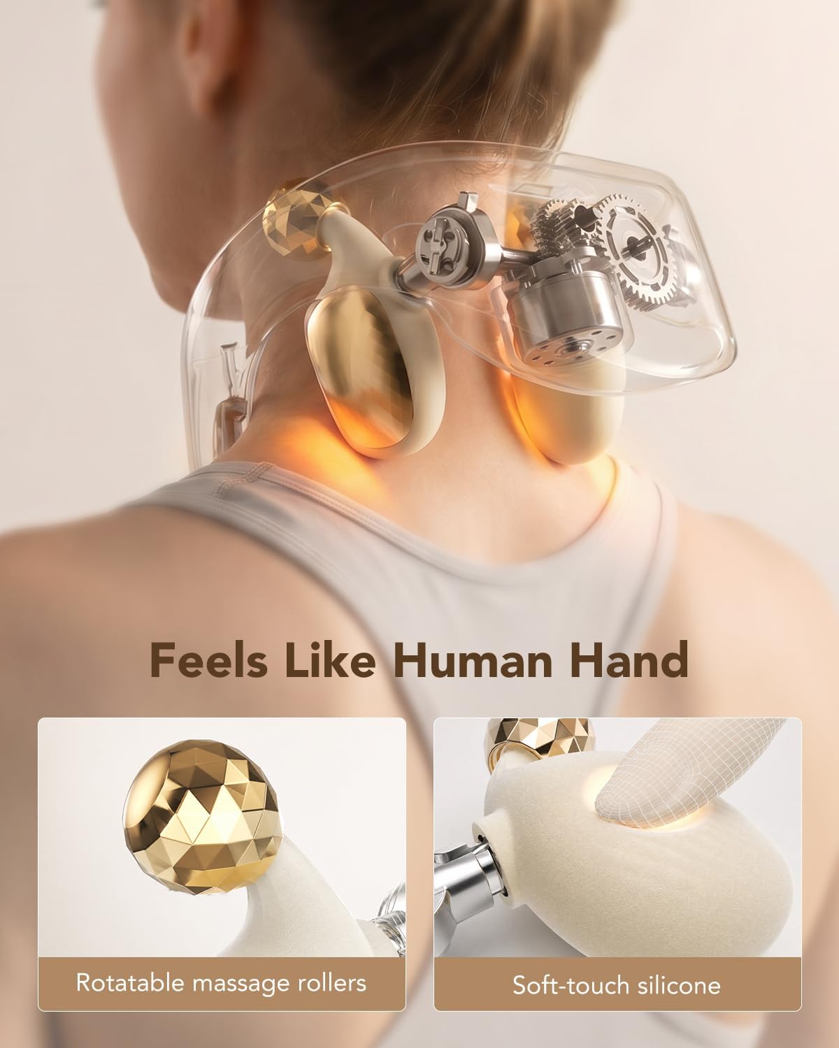 Neck Massager with Heat for Strain Relief Deep Tissue | Birthday Gifts for Women, Red Light Warmth, 360° Bionic Kneading, Cordless Portable Neck and Shoulder Shiatsu Massager