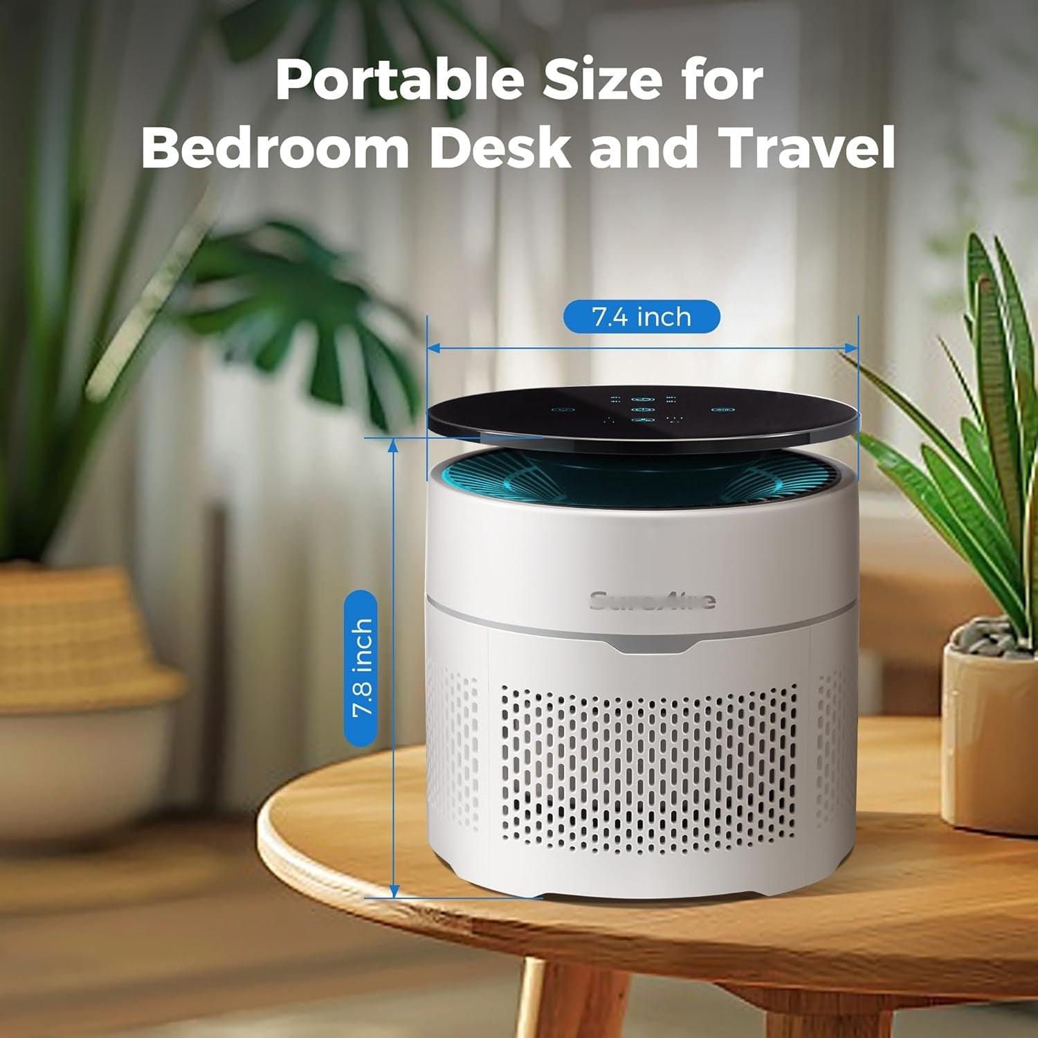 Small Desktop Air Purifier with HEPA Filter for Home and Office | Traps Pollen, Pet Dander & Smoke, Covers up to 250 Sq.Ft., Auto-off Timer, Quiet Sleep Mode, Filter Indicator, Compact