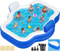 Extra Large Inflatable Swimming Pool with Seats Pump, 10.1TF X 7.5FT Blow-Up Pool Thickened Heavy Duty Family Full Sized Pool for Adults, Inflatable Pools for Garden, Backyard Summer Water Party