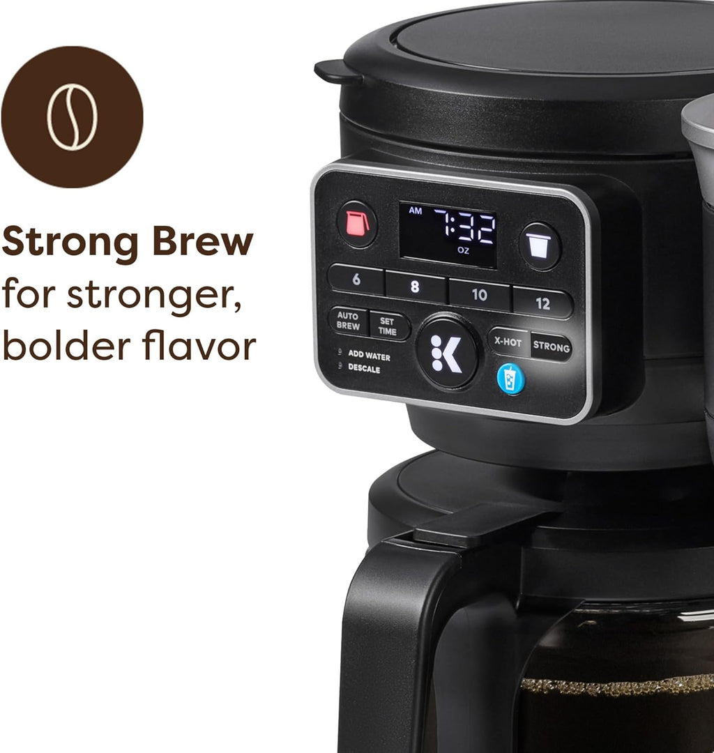 Hot & Iced Single Serve & Carafe Coffee Maker, MultiStream Technology, 72oz Reservoir (Gen 2) | Multistream Tech, Brews K-Cup Pods and Grounds, Brew-over-Ice, Strong and Extra Hot, 6-12 Oz Cups, 6-12 Cup Carafe