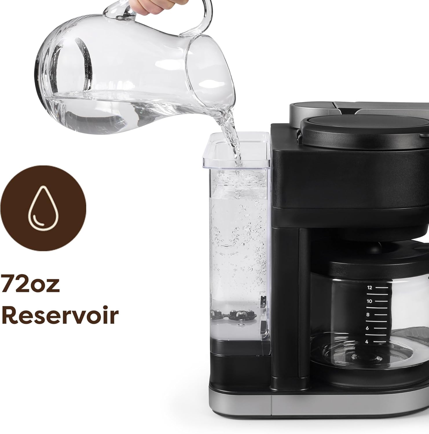 Hot & Iced Single Serve & Carafe Coffee Maker, MultiStream Technology, 72oz Reservoir (Gen 2) | Multistream Tech, Brews K-Cup Pods and Grounds, Brew-over-Ice, Strong and Extra Hot, 6-12 Oz Cups, 6-12 Cup Carafe