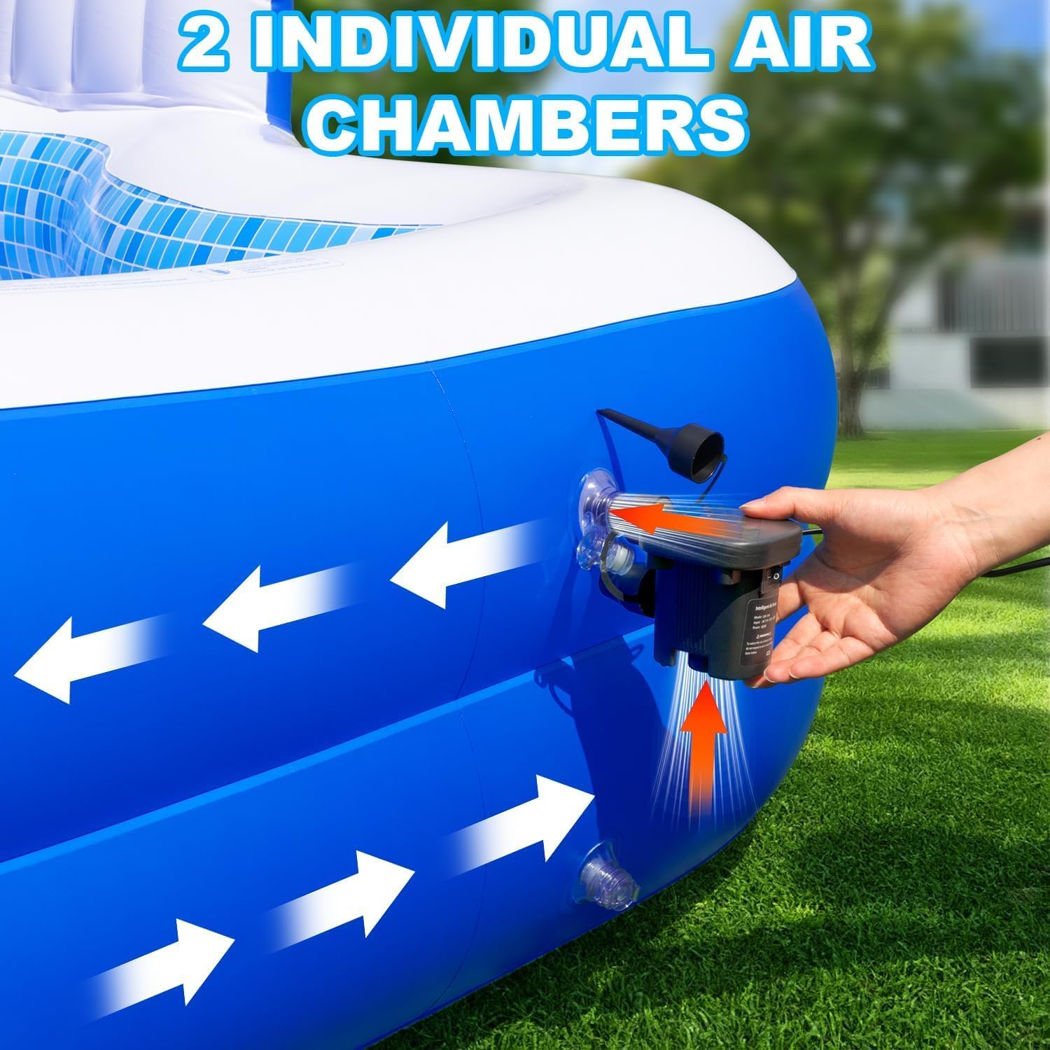 Extra Large Inflatable Swimming Pool with Seats Pump, 10.1TF X 7.5FT Blow-Up Pool Thickened Heavy Duty Family Full Sized Pool for Adults, Inflatable Pools for Garden, Backyard Summer Water Party
