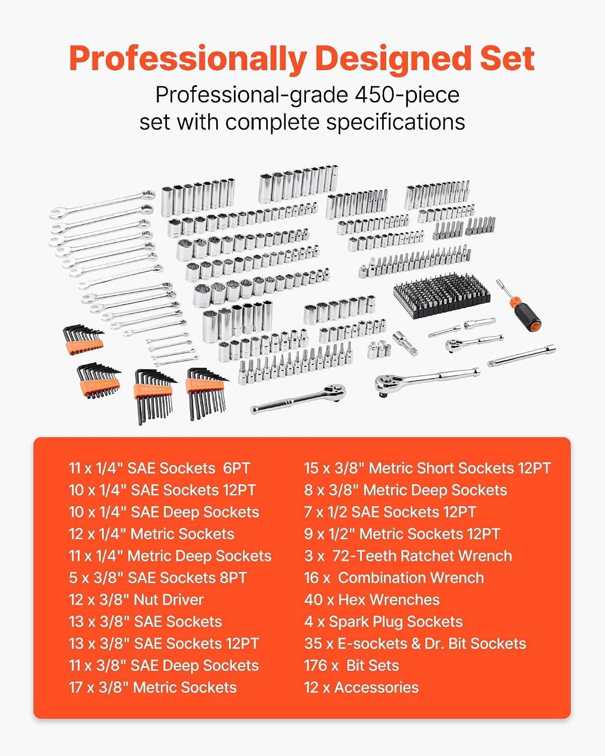 VEVOR 450-Piece Mechanics Tool & Socket Set - gallery 3