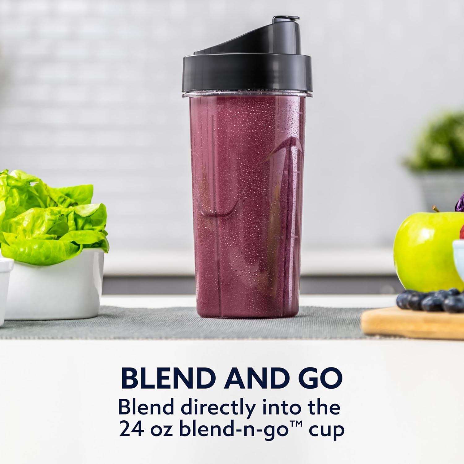 1200 Smoothie Blender with Glass Jar & 24oz To-Go Cup, Countertop Kitchen Blender with 7 Speeds, 1200W Power, Brushed Nickel