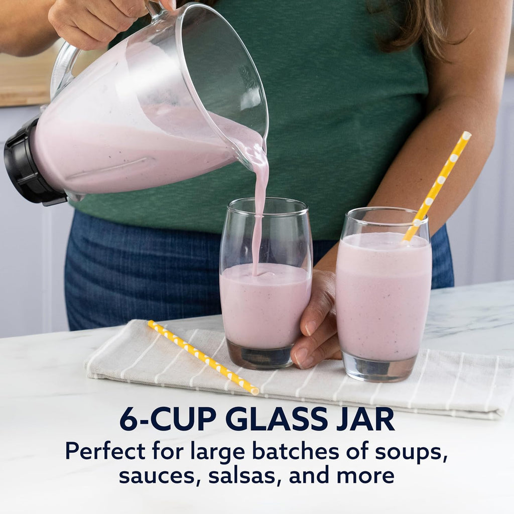 1200 Smoothie Blender with Glass Jar & 24oz To-Go Cup, Countertop Kitchen Blender with 7 Speeds, 1200W Power, Brushed Nickel