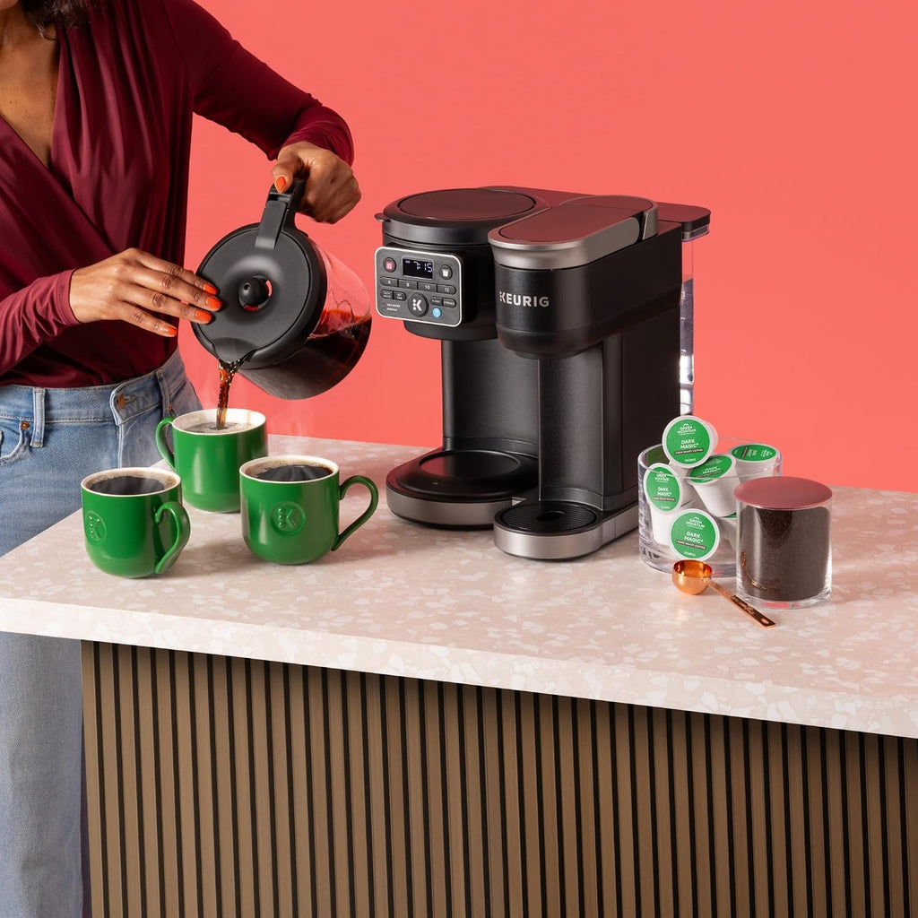Hot & Iced Single Serve & Carafe Coffee Maker, MultiStream Technology, 72oz Reservoir (Gen 2) | Multistream Tech, Brews K-Cup Pods and Grounds, Brew-over-Ice, Strong and Extra Hot, 6-12 Oz Cups, 6-12 Cup Carafe