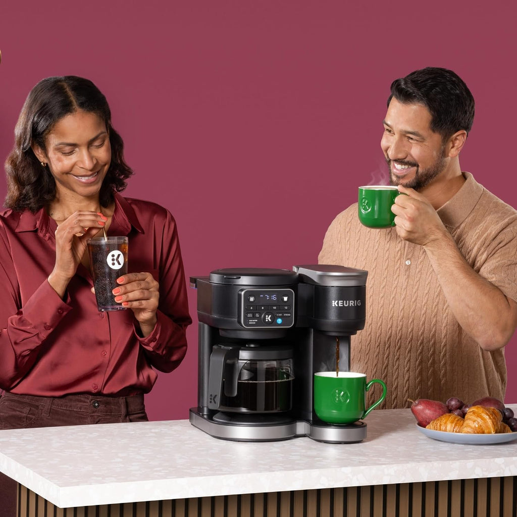 Hot & Iced Single Serve & Carafe Coffee Maker, MultiStream Technology, 72oz Reservoir (Gen 2) | Multistream Tech, Brews K-Cup Pods and Grounds, Brew-over-Ice, Strong and Extra Hot, 6-12 Oz Cups, 6-12 Cup Carafe