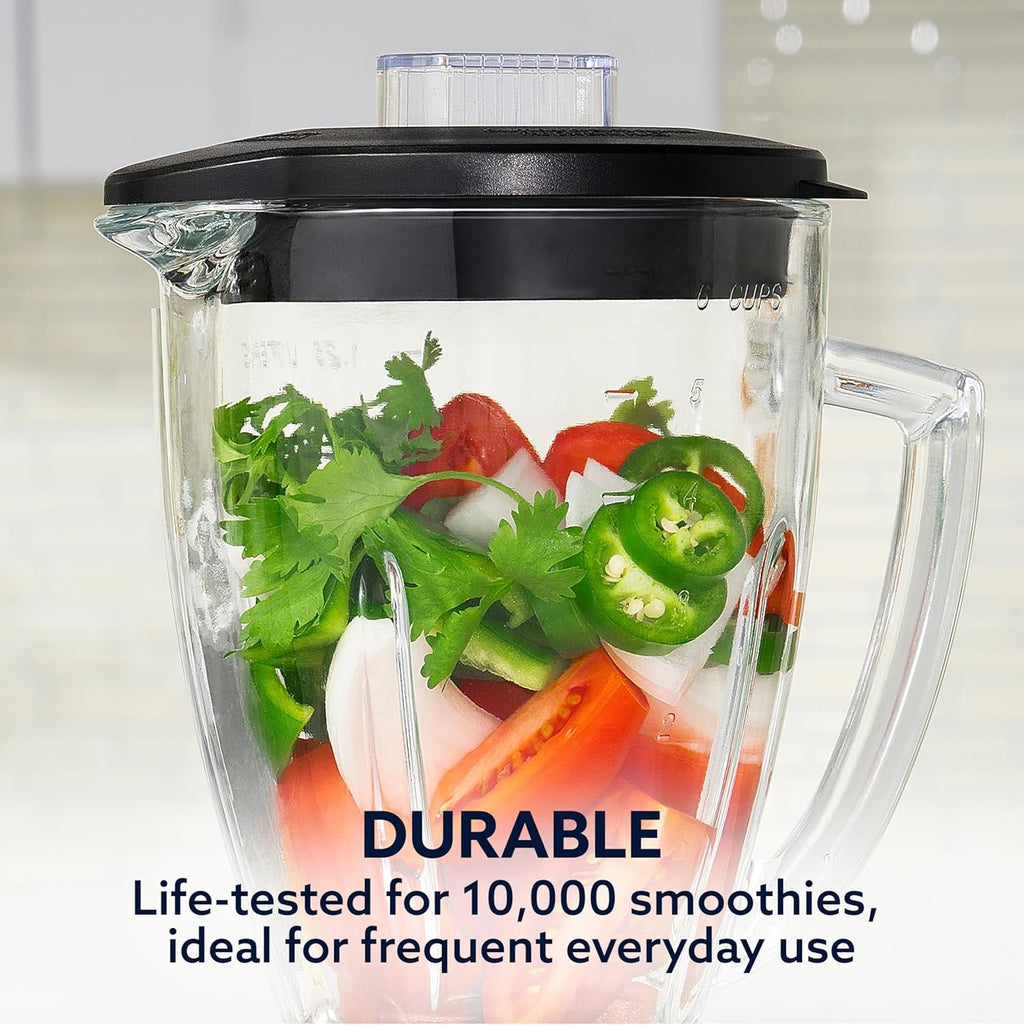 1200 Smoothie Blender with Glass Jar & 24oz To-Go Cup, Countertop Kitchen Blender with 7 Speeds, 1200W Power, Brushed Nickel