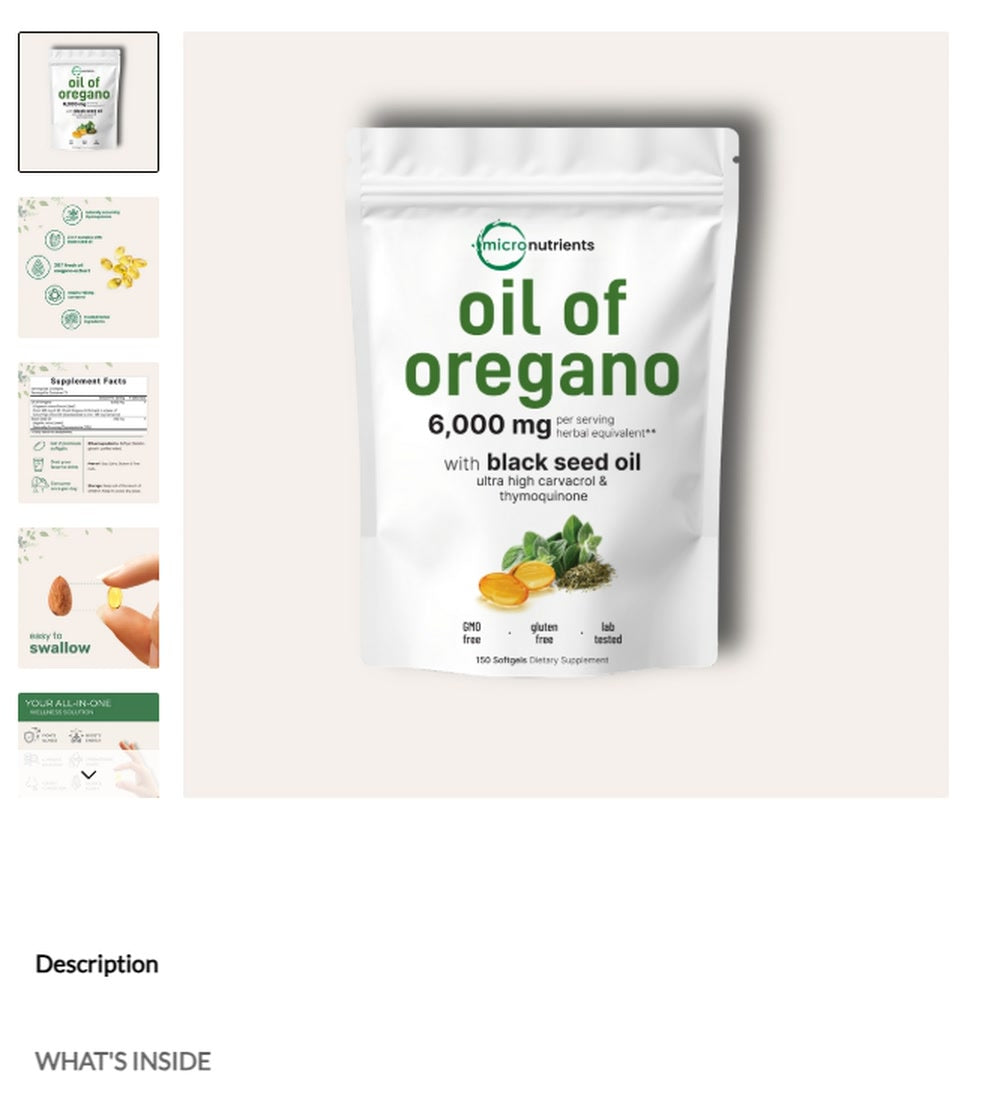 Oil of Oregano with Black Seed Oil Softgels, 2-Pack product view