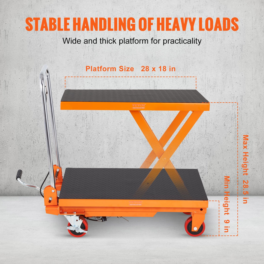 VEVOR 330 lb Hydraulic Lift Table Cart, 28.5 in Single-Scissor - gallery 3