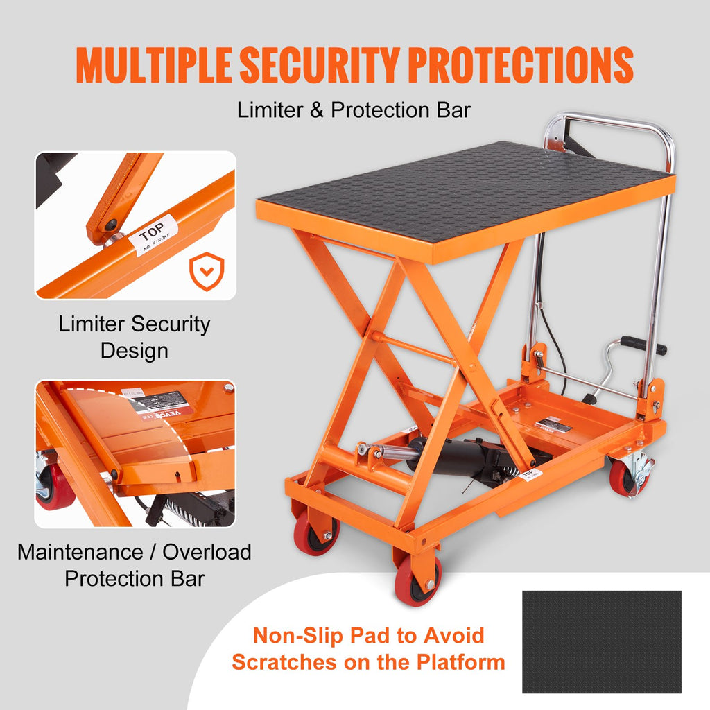 VEVOR 330 lb Hydraulic Lift Table Cart, 28.5 in Single-Scissor - gallery 5